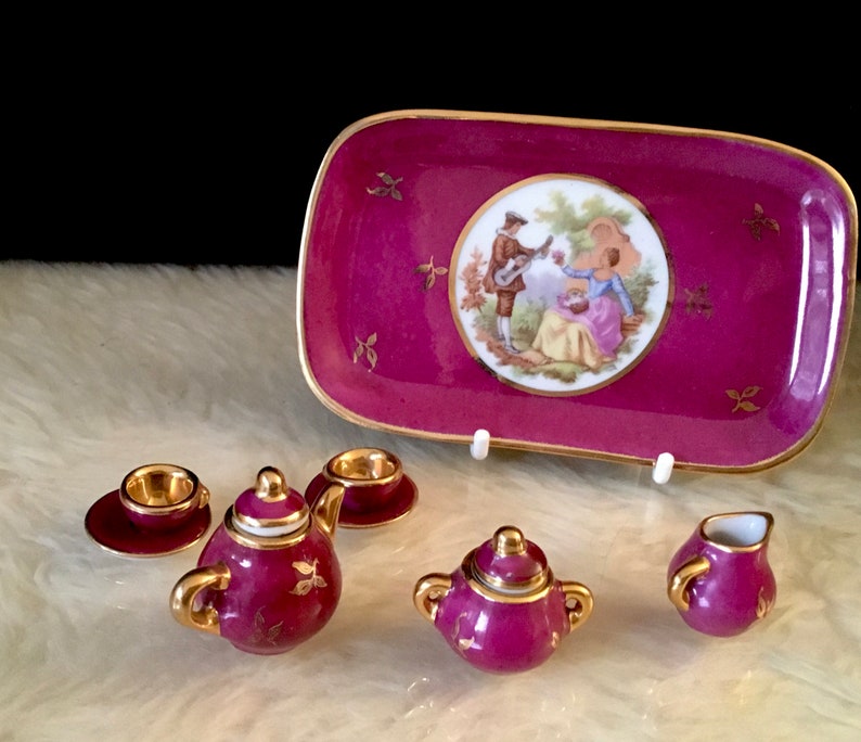 Limoges Porcelain Miniature Romantic Tea Set Etsy