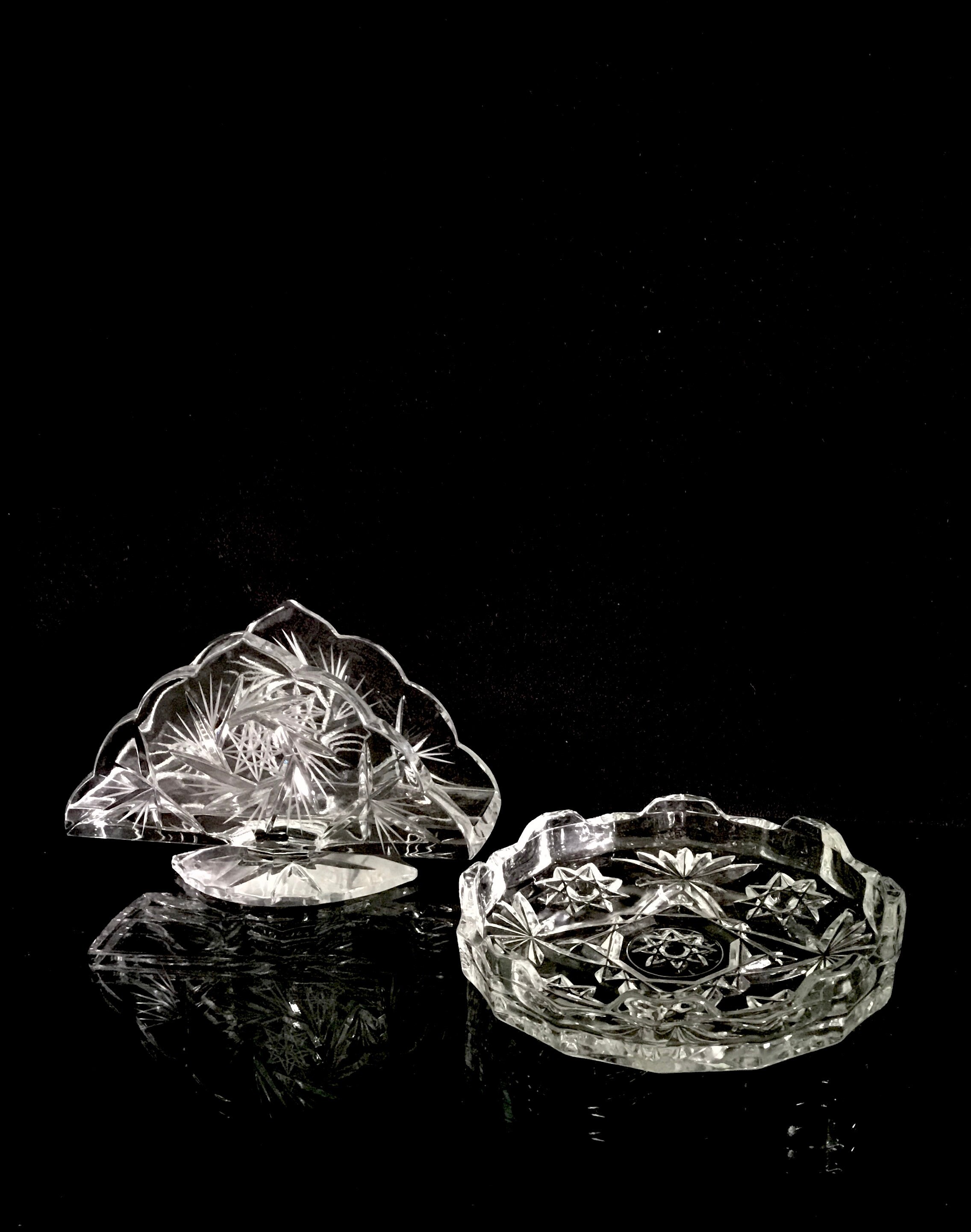 Bohemia Crystal napkin Holder and plate Etsy
