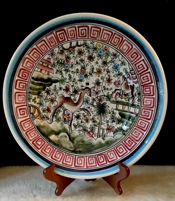 Portugal ceramic colorfull wall plate with Forest decoration | Etsy