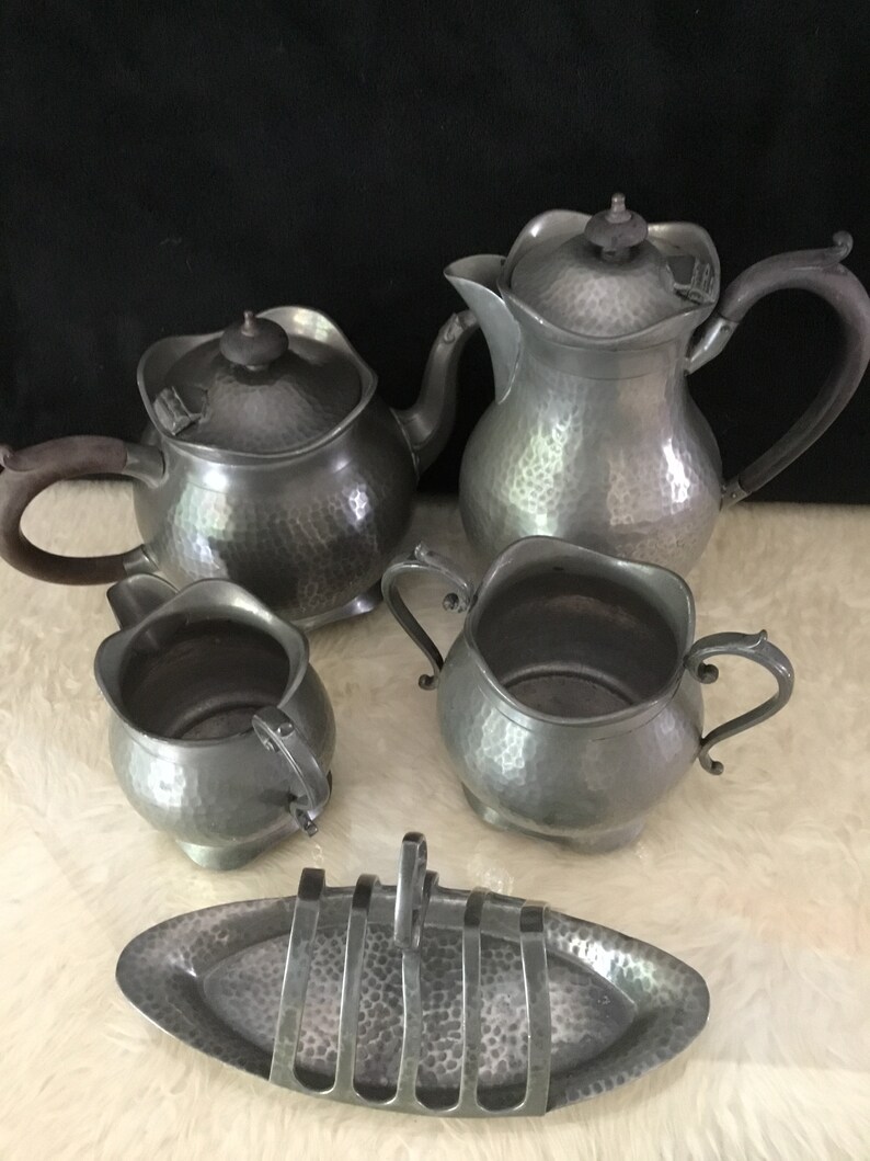 Art Nouveau Sheffield England antique Pewter Tea set . Etsy
