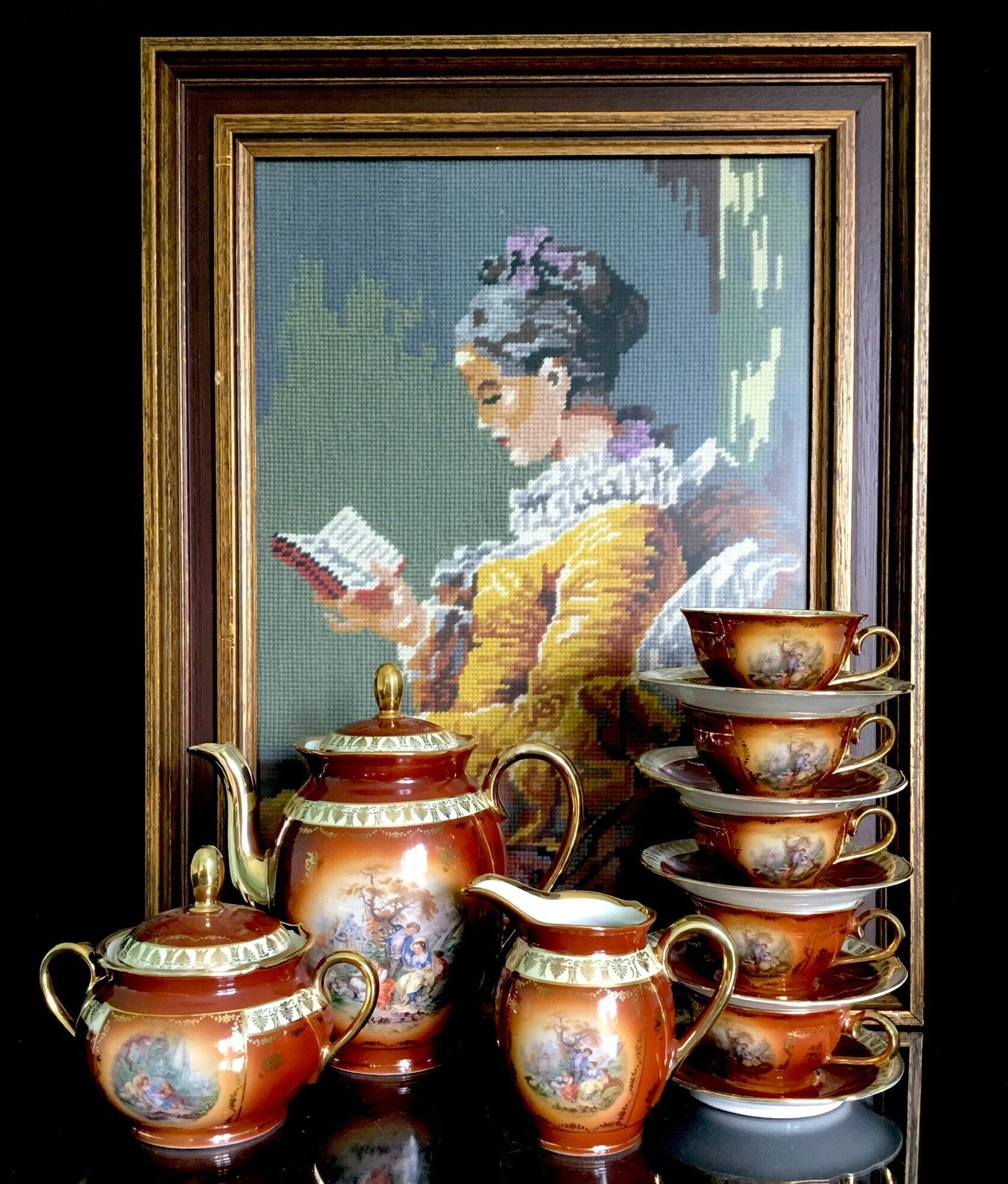 Glória Rembrandt German Porcelain Bavaria Antique Romantic Tea Set Glória Rembrandt German Porcelain Bavaria Antique Romantic Tea Set