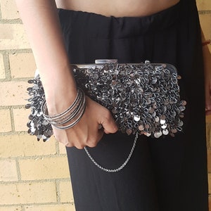 Grey pearl clutch bag clearance