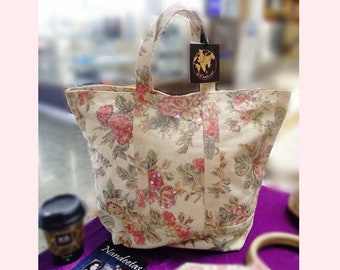 Rose Shopper Bag, Gift for Mum, All Day Handbag, Diaper Bag, Large Tote Bag, Canvas Beach Bag, Market Bag
