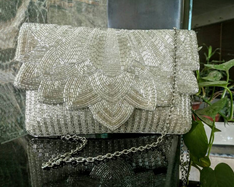 Art Deco Wedding Clutch, Bridal Clutch, Couture Bridal Purse, Bridal Shower Gift image 9