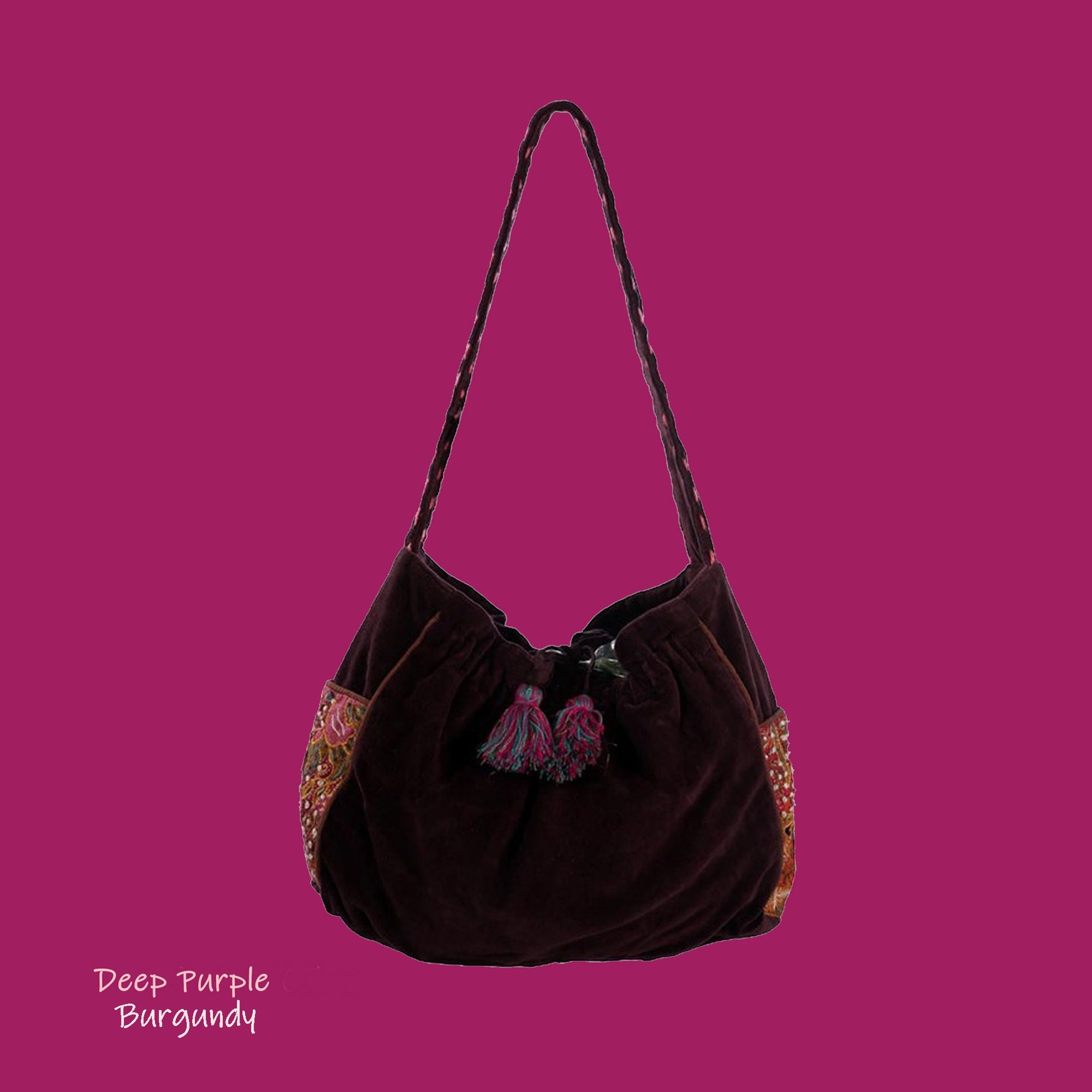 Velvet Shoulder Bag Midnight Rose Velvet Purse 70s Vegan Etsy