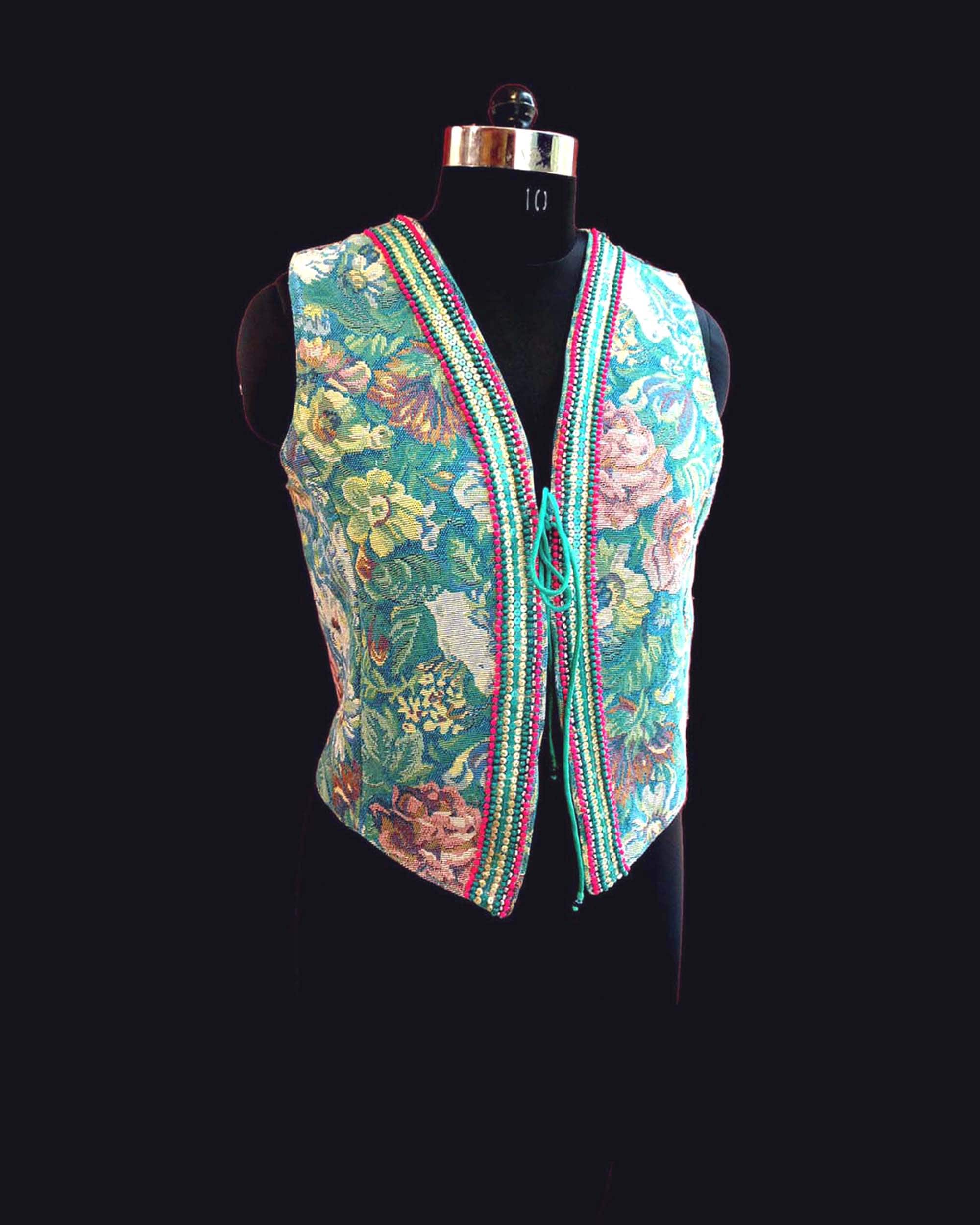 低価格の Vest, Jaquard French Waistcoat Beaded Hand Women, for トップス