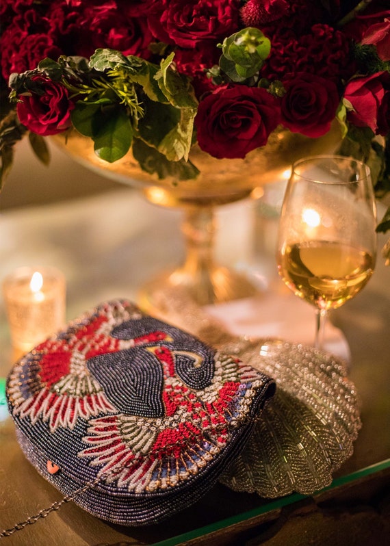 Phoenix Clutch Unique Navy Blue Sophisticated Evening Bag Etsy Australia