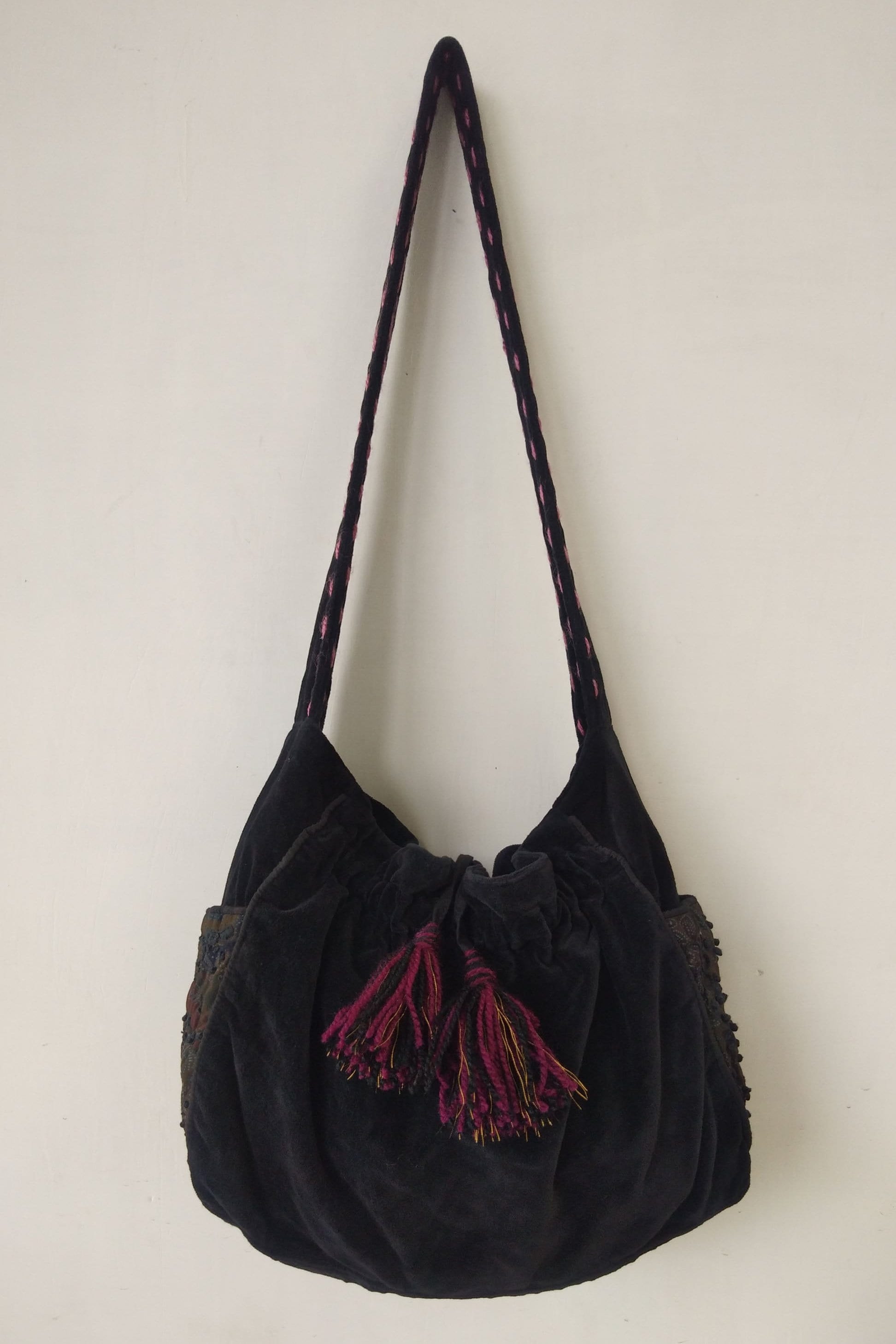 バッグ velour shoulder bag with long stole Crossbody Velvet Bag, Long Strap Velvet Shoulder Bag