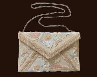 Braut Tasche, Brauttasche, Zartrosa und Elfenbein Hochzeit Clutch, Couture Braut Geldbörse, Braut Clutch, Hochzeit Tag Clutch, funkelnde Diamante Kristalle