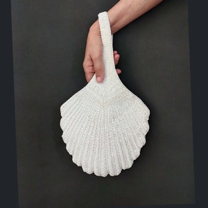 Bolso de boda grande, exclusivo bolso de mano con cuentas en forma de concha, bolso de mano para boda en la playa, regalo de boda junto al mar para novia, clutch de novia art déco