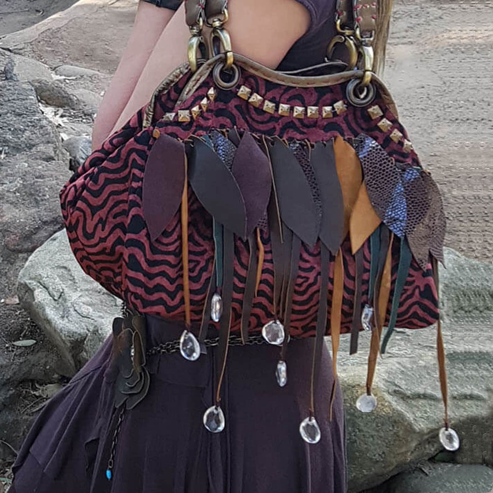 Luxury Travel Bag For Her Velvet Burgundy Dress