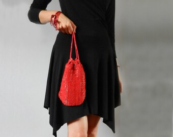 TYPESERVICE ♥ Beaded Handmade Knitted Bag/追跡付 Jagua Ink Tribe - Art# K197 3.5+ inch. Original Kayapo