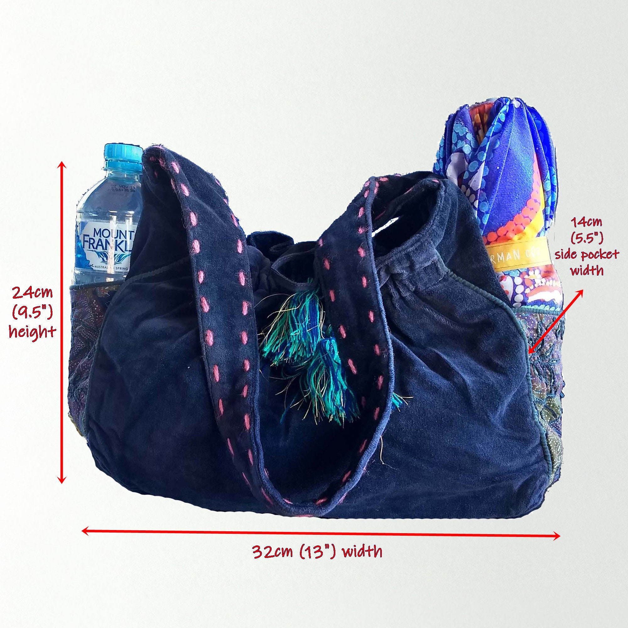 バッグ velour shoulder bag with long stole Midnight Woven Large Woven Shoulder