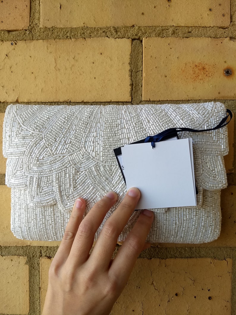 Art Deco Wedding Clutch, Bridal Clutch, Couture Bridal Purse, Bridal Shower Gift image 7