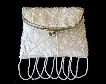 Frühling gänsige Brauttasche, Geschenk für Tochter Hochzeitstag, Perlen Hochzeit Clutch, Mutter der Braut Ivory Perlentasche