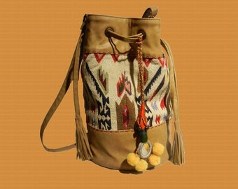 Gaucho Mapuche Umhängetasche, inspirierte Designer-Handtasche, vegane Umhängetasche