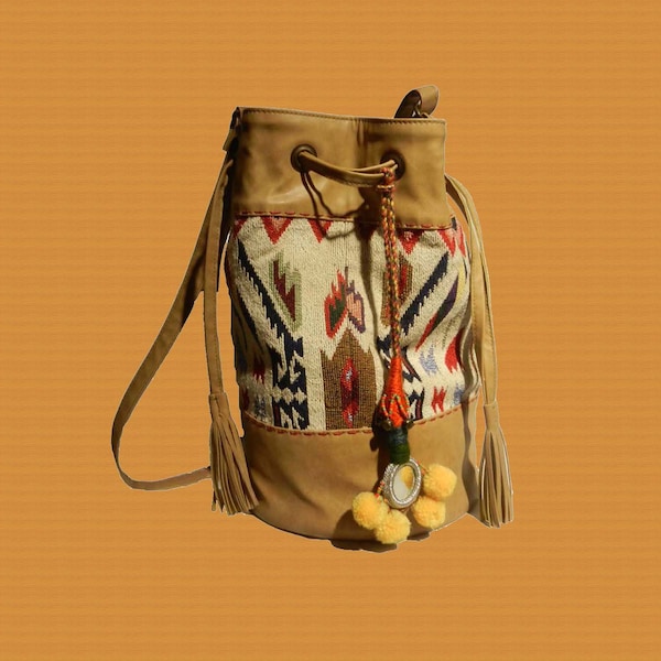 Gaucho Mapuche Crossbody Bag, Inspired Designer Handbag, Vegan Shoulder Bag