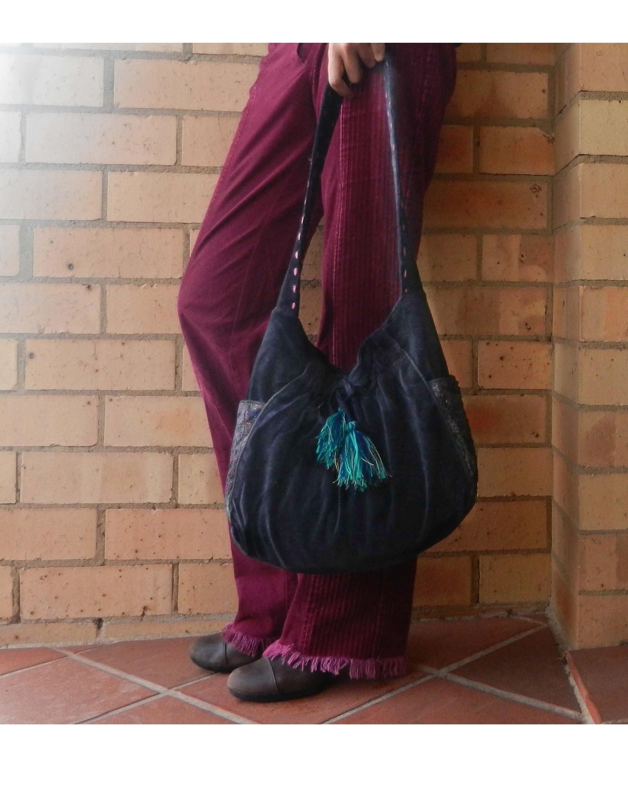 Crossbody Velvet Bag, Long Strap Velvet Shoulder Bag