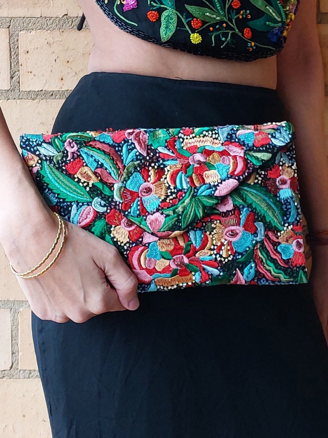 Red Iris Clutch, Beaded Flower Bag, English Rose Romantic Anniversary Gift for Her, Silk Embroidery Envelope Clutch, Ruby Red Poinsettia Bag