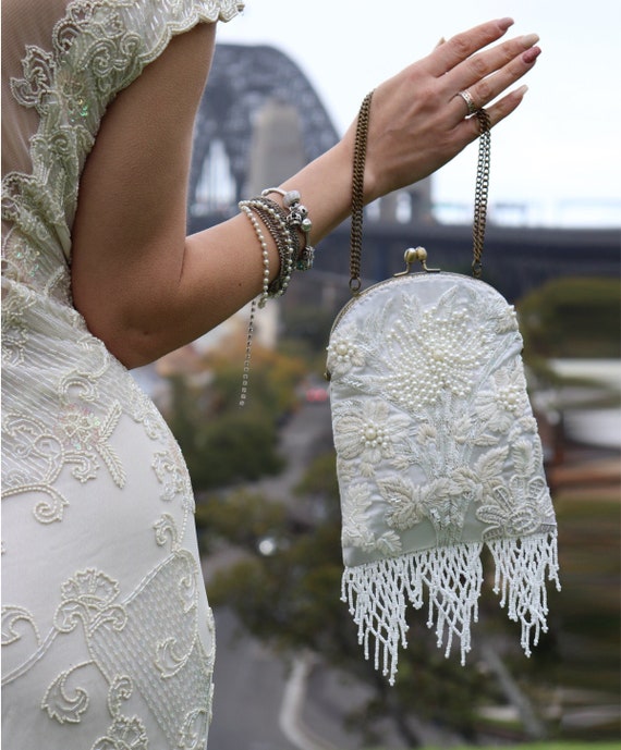 Wifey Beaded Clutch, Bridal Gifts, Wedding Seed Beaded Clutch Purse