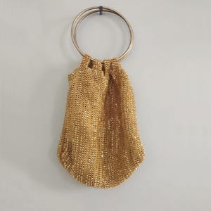 Bolso de noche vintage con cuentas: Bolso de boda azul y plateado tejido a mano. imagen 13