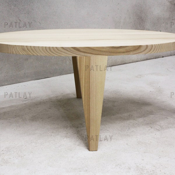 Oval Folding COFFEE TABLE of Ash Solid Wood, Portable Tea Table