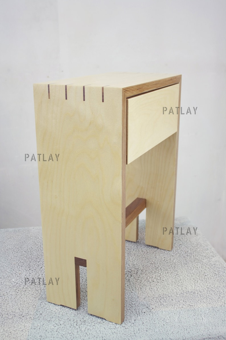 Birch PLYWOOD NIGHTSTAND With a Drawer Customizable Handmade Etsy UK