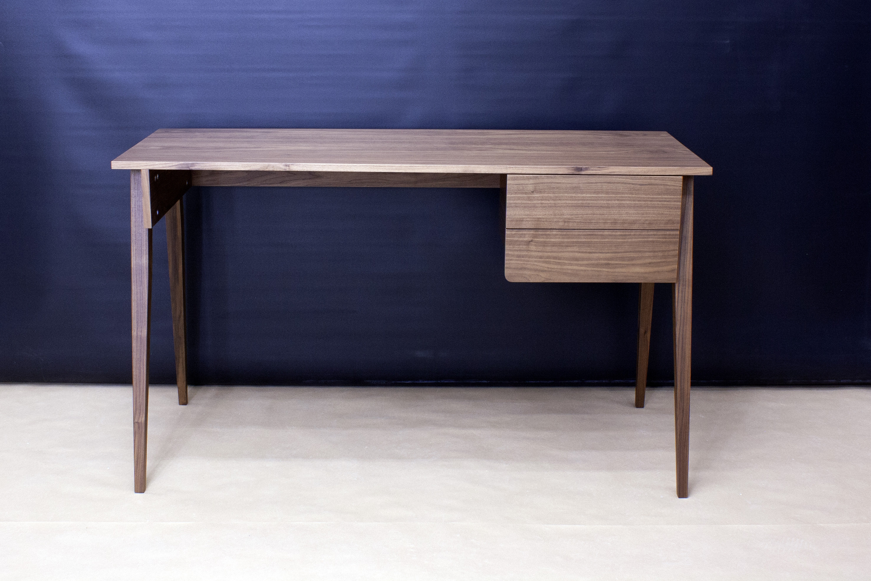 Walnut Veneered Plywood DESK With Solid Wood Legs Custom Size