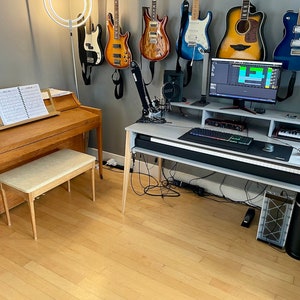 Piano keyboard desk with a monitor stand, Music Studio Rack Desk, Plywood Furniture, Customization image 6