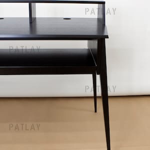 Studio Desk with display stand and keyboard tray, Custom plywood furniture