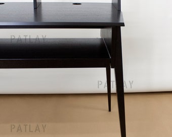 Studio Desk with display stand and keyboard tray, Custom plywood furniture