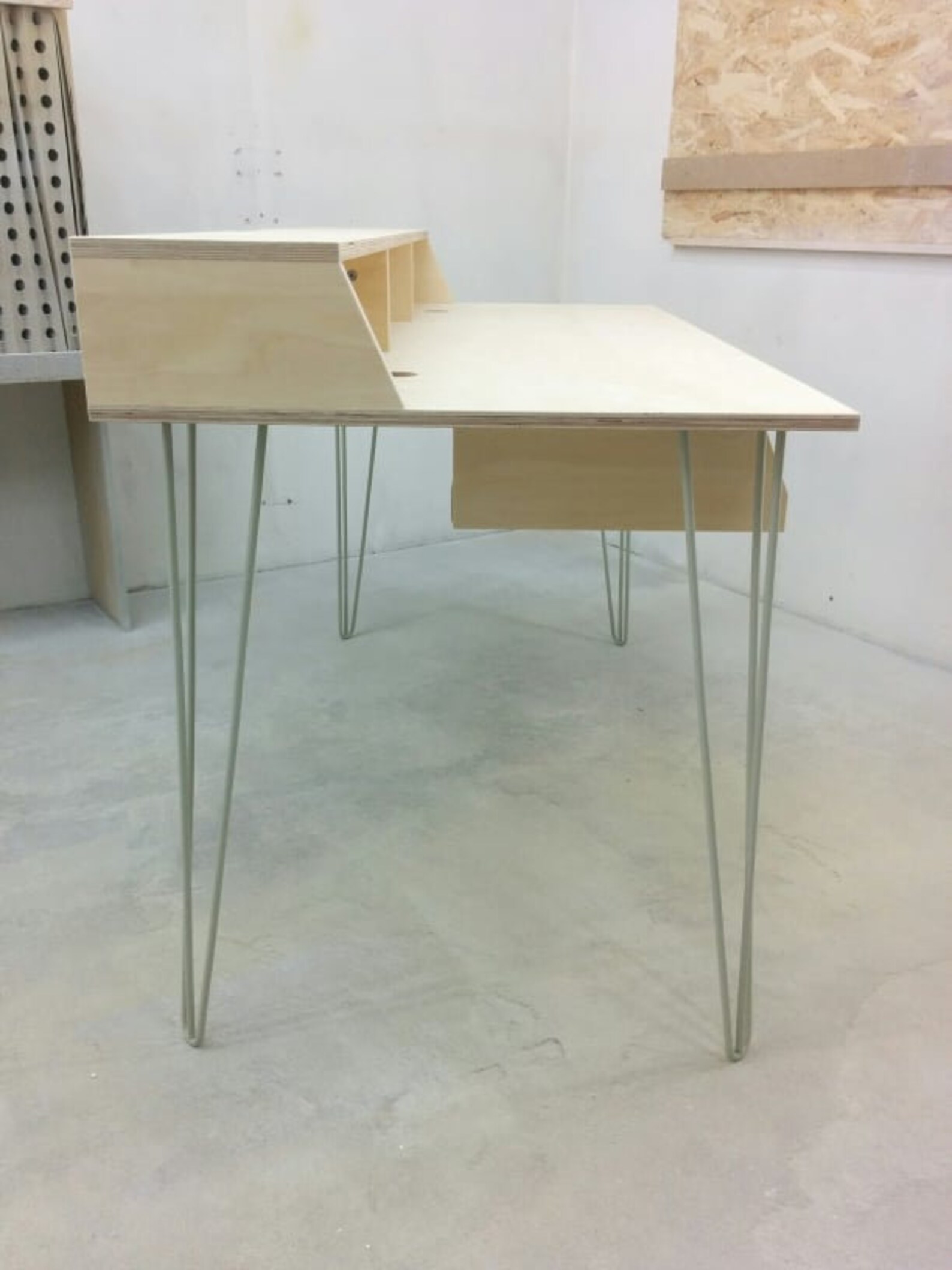 Plywood PIANODRAWER Desk with hairpin legs and monitor stand Etsy