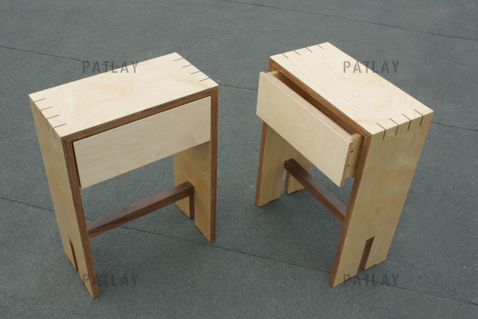 Birch PLYWOOD NIGHTSTAND With a Drawer Customizable Handmade Etsy