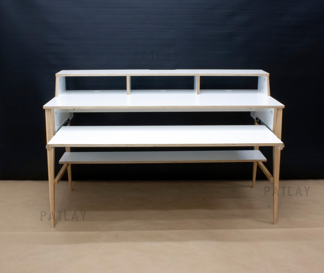 Piano Keyboard Desk, Plywood Handmade Furniture, Custom Music Studio
