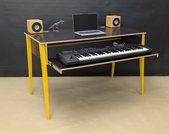 Laminated PIANO DESK, Custom music sound recording studio, Modern furniture, laminated plywood and solid wood