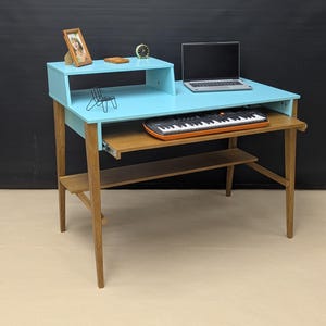 Small practical PIANO TABLE, Custom sound recording studio workstation, Plywood furniture
