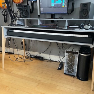 Piano keyboard desk with a monitor stand, Music Studio Rack Desk, Plywood Furniture, Customization image 5