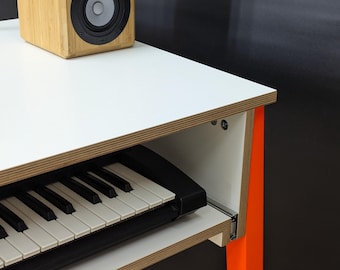 Vitt laminerat pianobord, Specialdesignad musikinspelningsstudio, Moderna möbler, Laminerad plywood och massivt trä