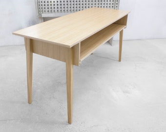 Custom Oak Veneered Plywood PIANO-DRAWER Desk with Oak Wood Legs, Handmade Sound Recording Studio Desk, EU Freeshipping