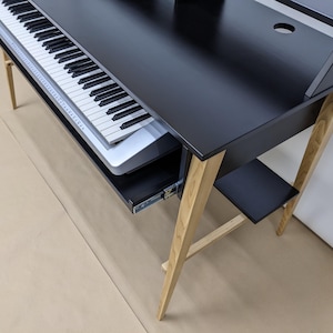 Studio Desk with Keyboard Drawer, Top Rack and Shelf, DJ Stand, 3U Rack, Handmade furniture, Black, Modern Custom Table, 88 keys stand
