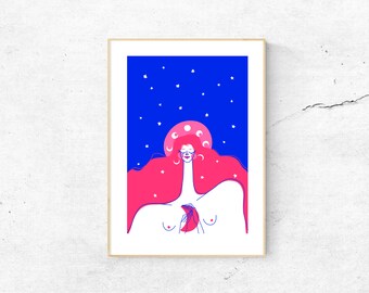 Limited Edition Giclée // Colourful Empowering Print Poster // Modern Living Room Wall Art // The Moon