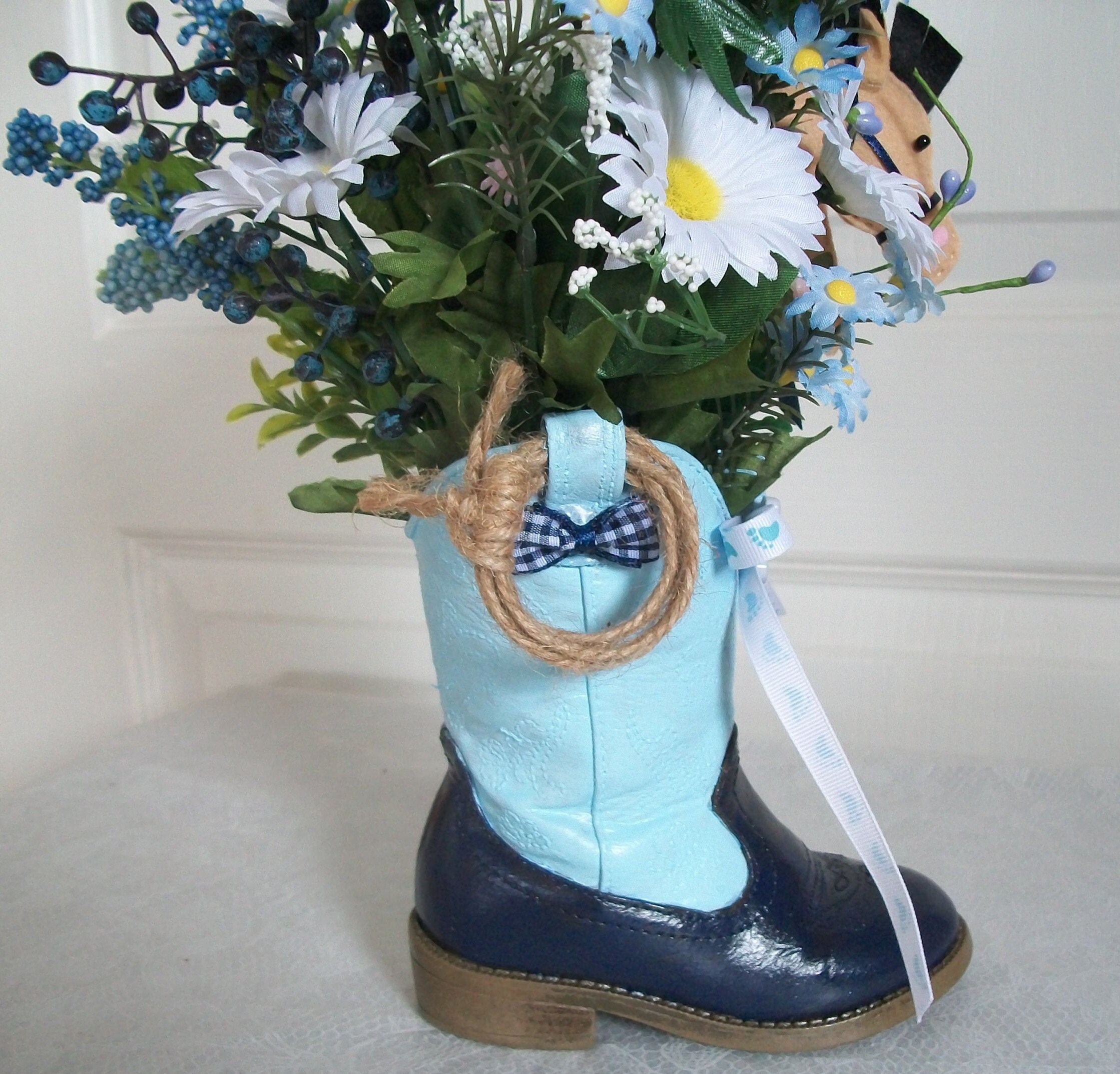 Lil' Blue cowboy boot centerpiece Etsy