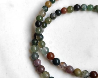 18k gold plated brass: Necklace in different shades of green - Indian Agate beads