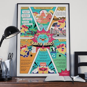 Ways To Help The Environment Classroom Science Poster Art Print: Be An Earth Hero! (Good for Classroom Decor/ Home Decor)