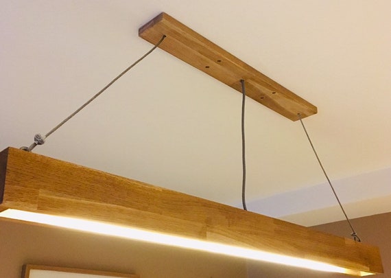 Oak Hanging Strip Light Pendandt Kitchen Dinning Room Wood Etsy