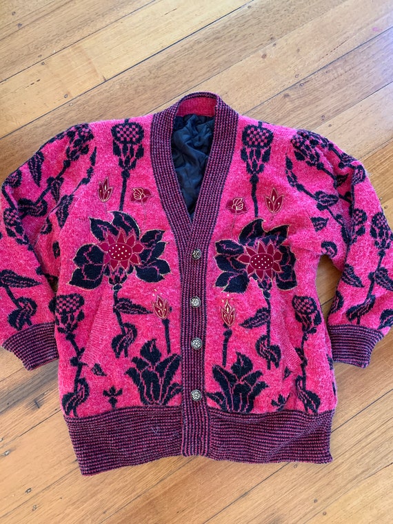 Vintage oversized Chunky Cardigan Mohair bomber ja