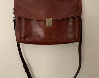 Vintage Leather Satchel bag | Annapelle | Office | Fully lined | Genuine Leather | Buffalo Hide