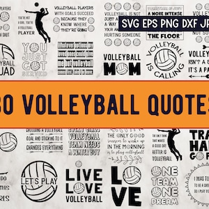 30 SVG Volleyball quotes and sayings. Volleyball Mom, squad and player. Sport Bundle SVG, png. Cricut, commercial. Pliki do cięcia