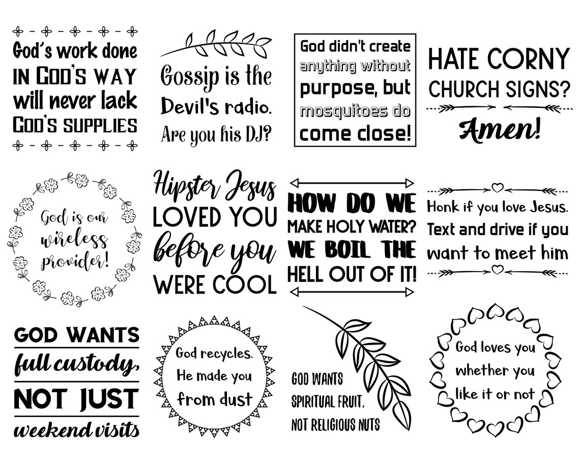 100 SVG Quotes Funny Christian Sayings Bible Verses Scripture, Bundle ...