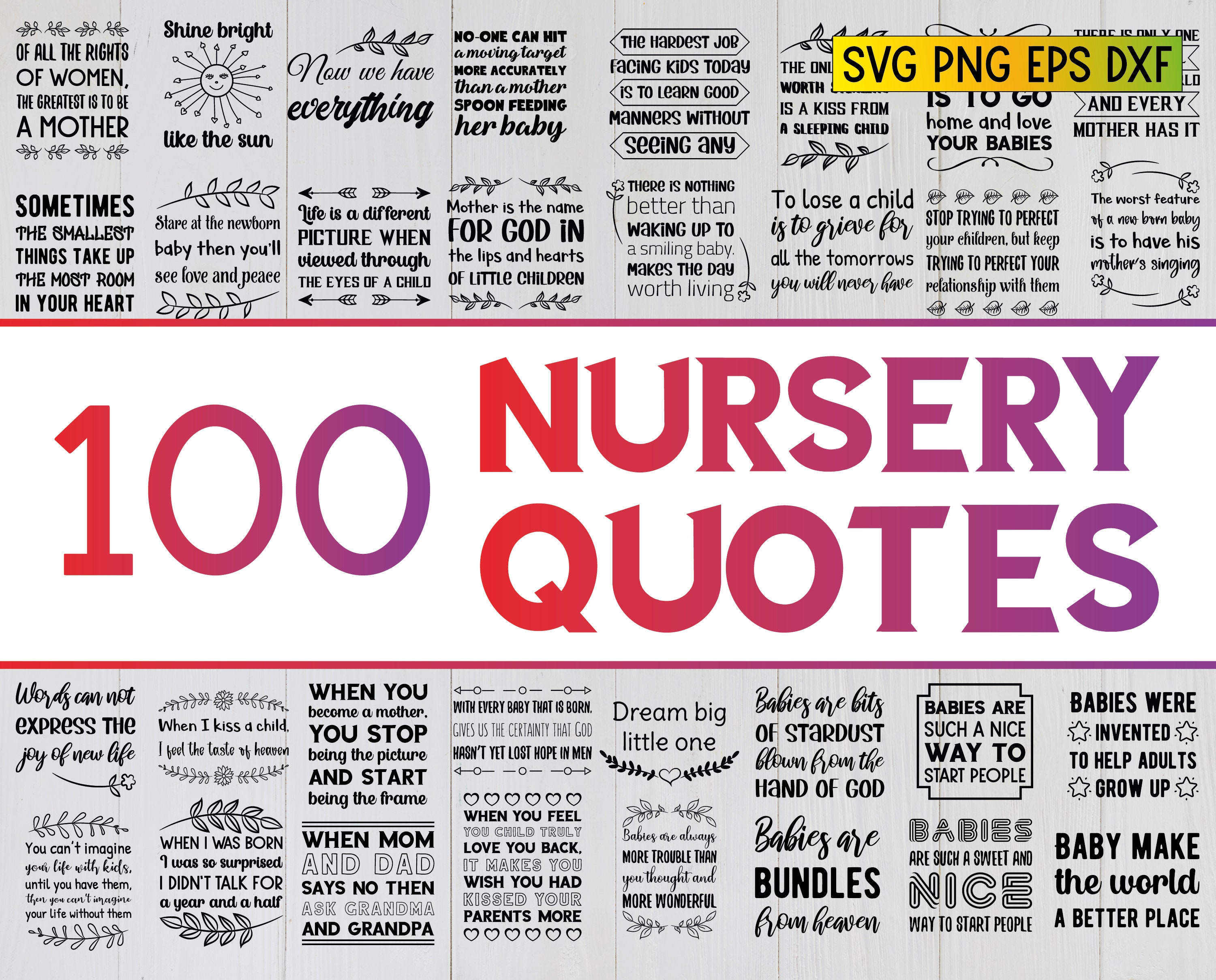 100 Nursery SVG Quotes Bundle. Cute and Funny Baby Sayings. Sweet Girl ...